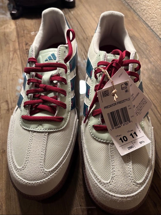 adidas Other - adidas Predator Freestyle White Sneakers with Teal Stripes & Burgundy Laces